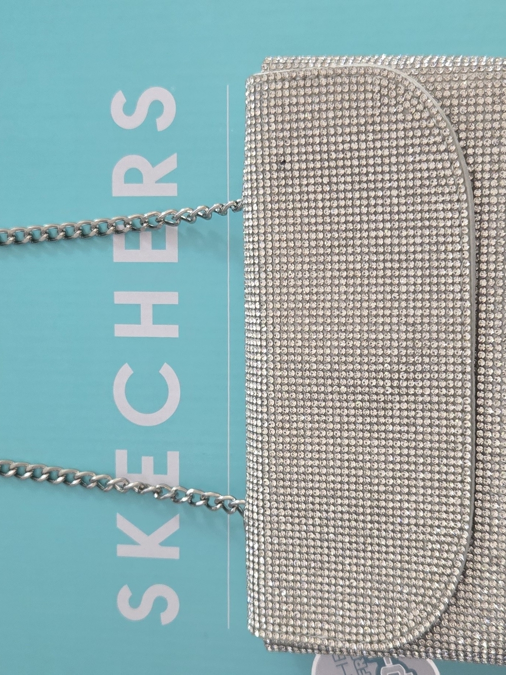 Silver Crystal Chain Phone Clutch